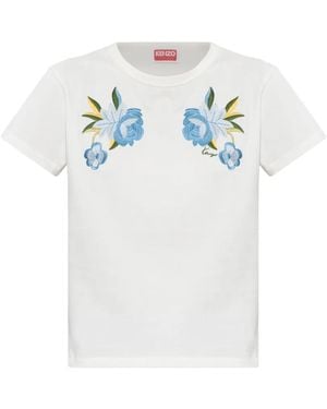 KENZO Floral-Embroidered T-Shirt - White