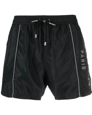Balmain Logo-Print Swim Shorts - Black