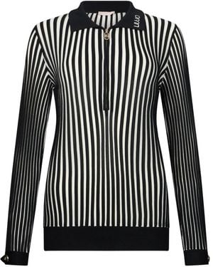 Liu Jo Half-Zip Ribbed Top - Black