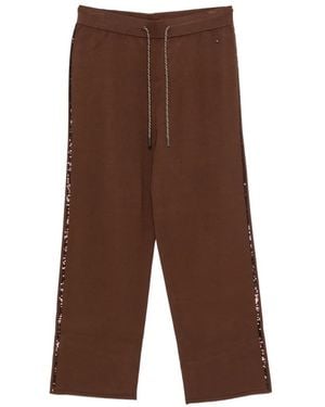 Marina Rinaldi Destino Sequin-Embellished Drawstring Track Trousers - Brown