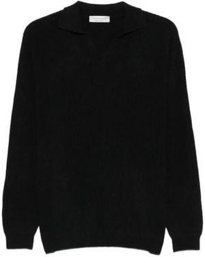 Jeordie's Ribbed-Knit V-Neck Jumper - Black
