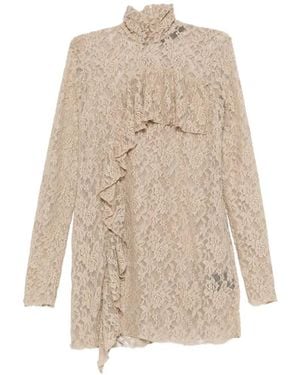 BARBARA BOLOGNA Ruffled Lace Mini Dress - Natural
