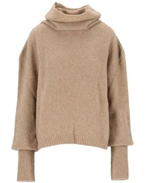 Dusan Mock-Neck Kimono-Sleeve Jumper - Natural