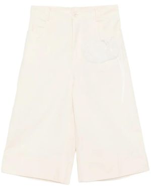 Kinyan Lam Pantalones Capri Con Mano Bordada - Blanco