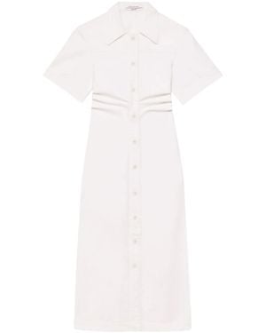 Another Tomorrow Bias-Cut Chambray Shirt Dress - White