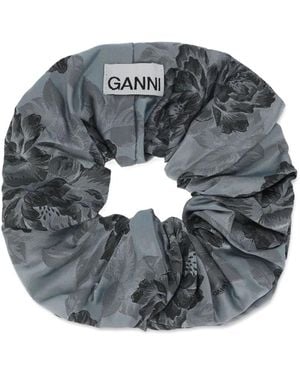 Ganni フローラル ヘアゴム - グレー