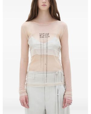 Ann Demeulemeester Top Angel Divine de tul con manga larga - Blanco