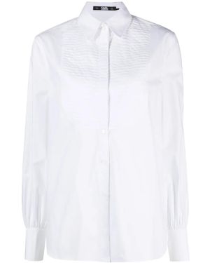 KARL LAGERFELD Wide-Sleeves Necktie Shirt - White