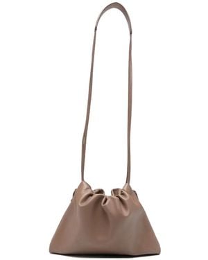 Brunello Cucinelli Gathered Leather Shoulder Bag - Natural