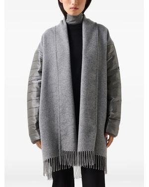 Bogner Poncho North Con Flecos Y Cuello De Esmoquin - Gris