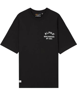 Alpha Industries Print-Detail Cotton T-Shirt - Black