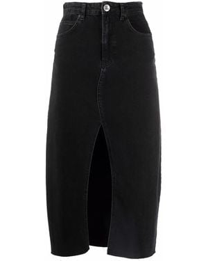 One Teaspoon Rocko Faded Denim Midi Skirt - Black