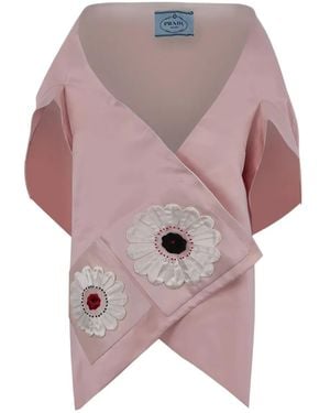 Prada Floral-patch stole - Pink