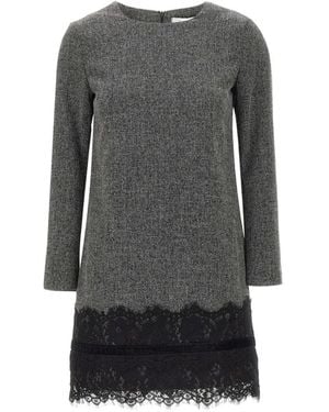 Kaos Lace-Trimmed Bouclé-Tweed Midi Dress - Grey