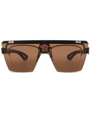 Bugatti Flip-Up Geometric-Frame Sunglasses - Black