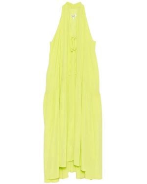 Psophia Tie-Detail Halterneck Dress - Yellow