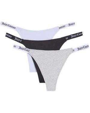 Juicy Couture Logo-Waistband Thongs (Set Of Three) - Natural
