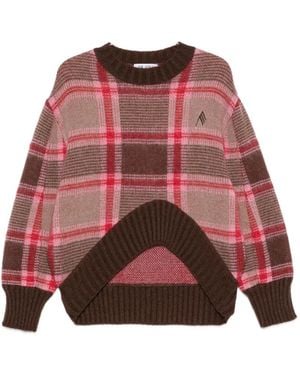 The Attico Check-Pattern Jumper - Red