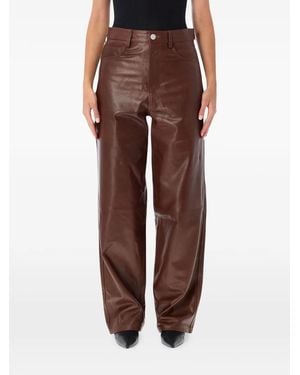 Rohe Leather Straight-Leg Pants - Brown