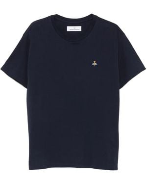 Vivienne Westwood Orb-Embroidered Crew-Neck T-Shirt - Blue