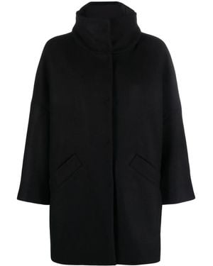 Herno Abrigo Con Botones - Negro