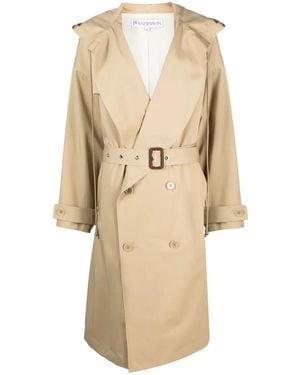 JW Anderson Gabardina Con Capucha Y Doble Botonadura - Neutro