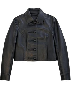 Stand Studio Buttoned Leather Jacket - Black