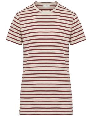 Jil Sander Cotton Dress With Striped Pattern - Red
