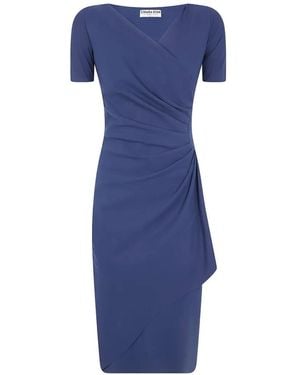 La Petite Robe Di Chiara Boni Ruched Wrap-Design Midi Dress - Blue
