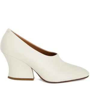 Jil Sander Block-Heel Round-Toe Court Shoes - White
