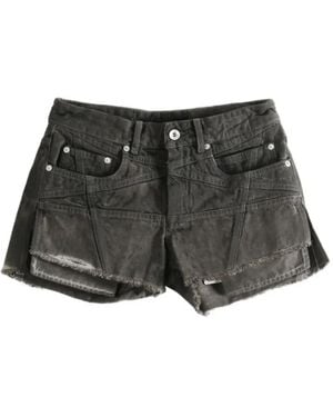Rick Owens Short En Jean À Effet Usé - Black