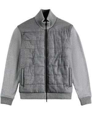Fay Plumífero Con Ribete De Canalé - Gris
