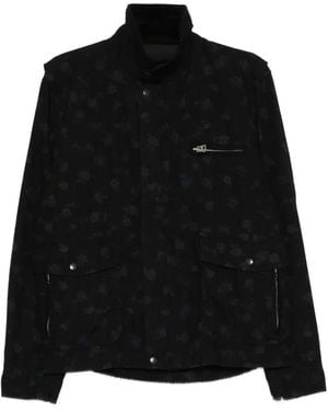 Sacai Floral-Print High-Neck Jacket - Black