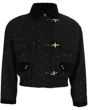 Fay Veste Bomber 3 Ganci En Tweed Bouclé - Noir