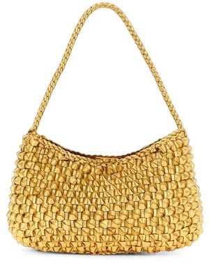 Dragon Diffusion Basil Cactus Braided Leather Shoulder Bag - Metallic