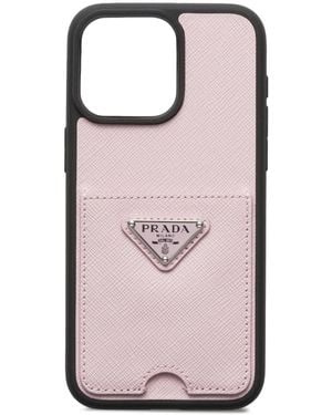 Prada Triangle Logo Iphone 15 Pro Max Case - Pink