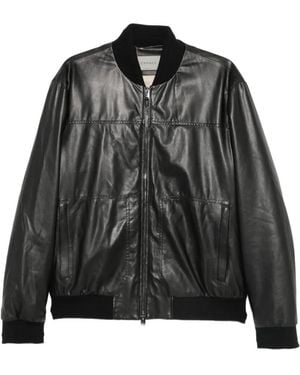 Canali Lederjacke Mit Reißverschluss - Schwarz