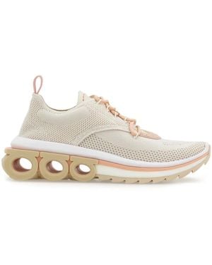 Ferragamo Nama Knit Running Trainers - White