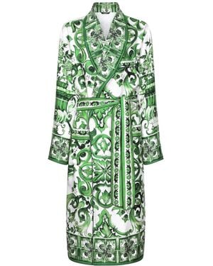 Dolce & Gabbana Seidenmantel Mit Majolica-Print - Grün