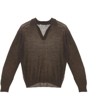 AURALEE シアーポロセーター - ブラウン