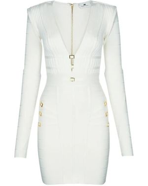 Elisabetta Franchi Mini Knitted Dress - White