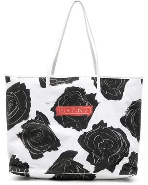 Marni フローラル ハンドバッグ L - ブラック