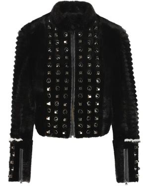 Fendi Stud-embellished Faux-fur Coat - Black