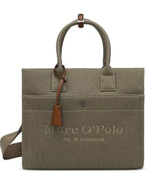 Marc O' Polo Medium Logo-Embroidered Tote Bag - Metallic