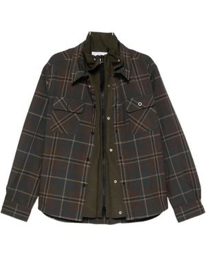 Sacai Check-Print Layered Shirt - Black
