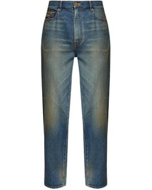 Versace Logo-Plaque Cotton Jeans - Blue