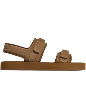 12 STOREEZ Touch-Strap Suede Sandals - Brown