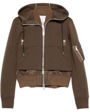 Sacai Sponge Sweat Paneled Hoodie - Brown