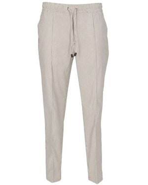 Isaia Vertical-Stripe Drawstring Pants - Gray