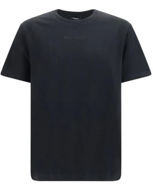 Balmain Camiseta Con Logo Bordado - Negro